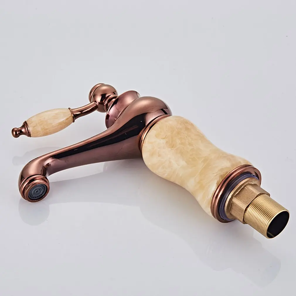 Европейская раковина кран золотой античный нефритовый горячий и холодный