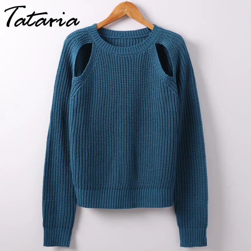 Свитер Tataria женская трикотажная одежда свитер с открытыми плечами для женщин