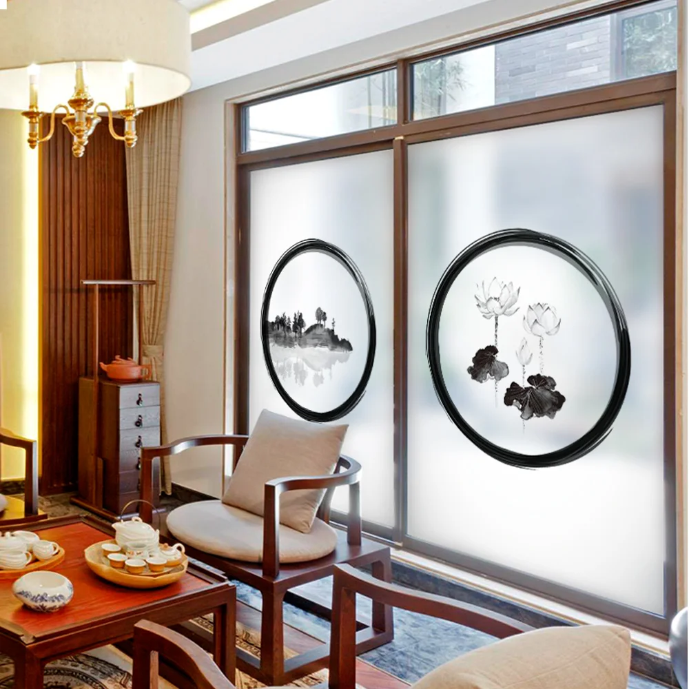 Наклейка на окно с цветами и лотосом|frosted privacy|privacy glass stickerglass stickers |
