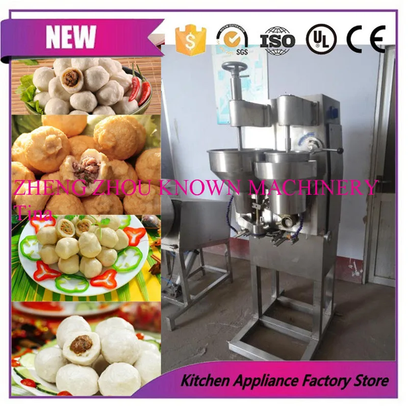 Stainless steel double hopper stuffing fish beef meat ball making machine | Бытовая техника