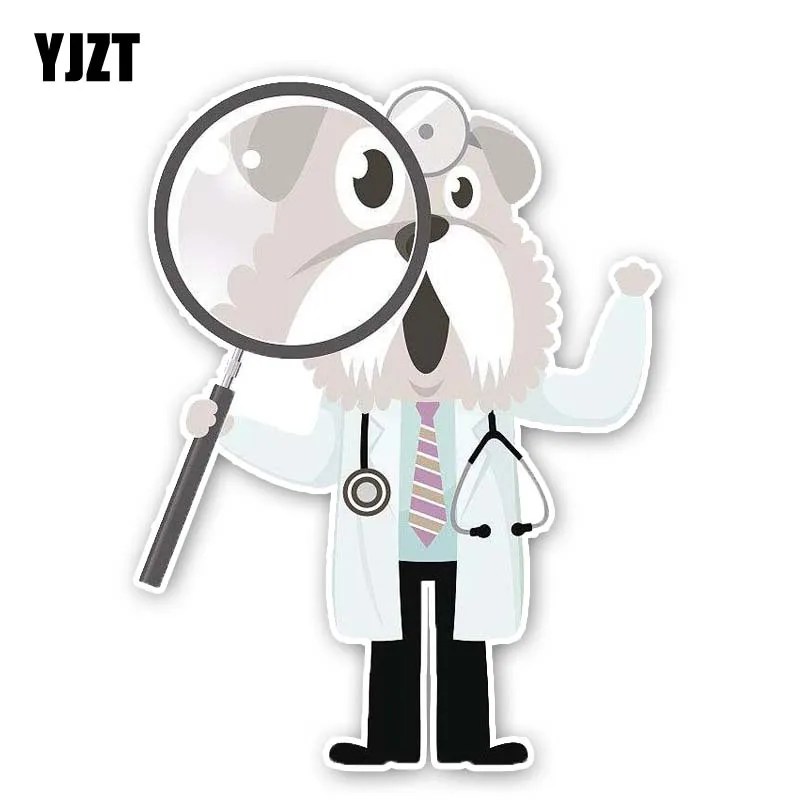 YJZT 10 3 см * 13 5 Dog Doctor с увеличительным стеклом ПВХ качественная Наклейка Стикер