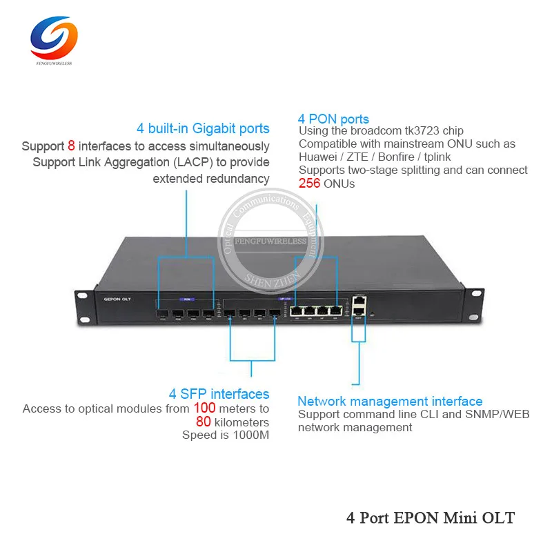 Оптовая продажа с завода 1G EPON 4 PON порта SFP модулем сетевой порт uplink ethernet olt OLT onu |