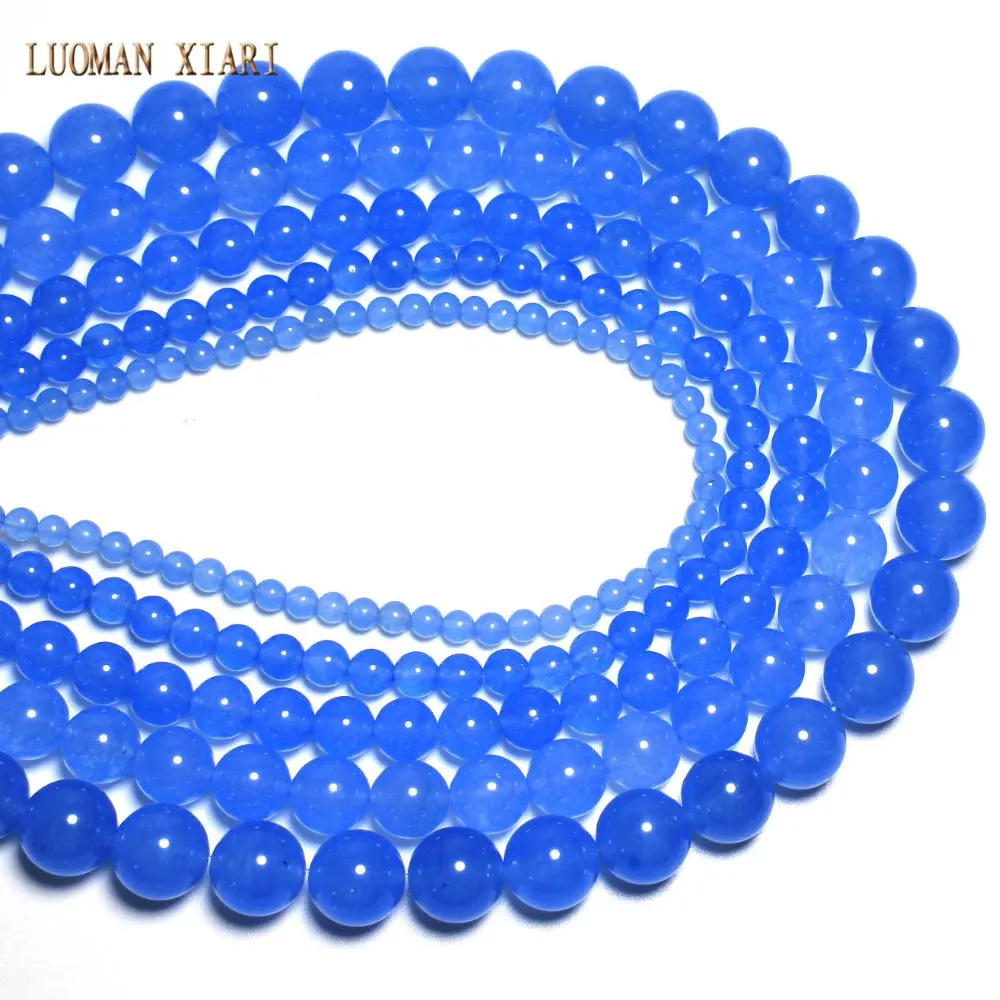 Бисер из натурального белого камня светло синего цвета для самостоятельного