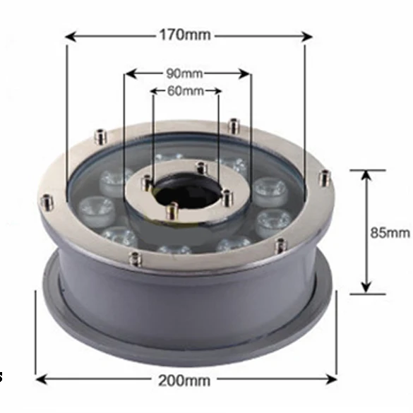 Бесплатная доставка DHL IP66 RGB светодиодный фонтан 6 Вт 9 12 18 Светодиодный светильник