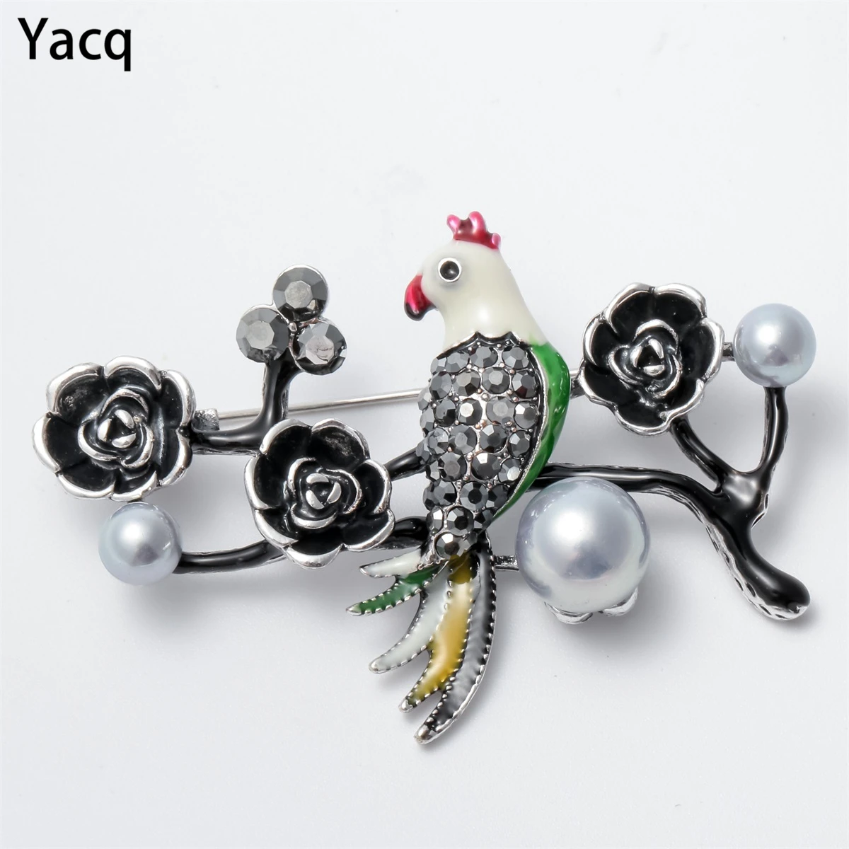 Птица цветок с жемчугом и кристаллами изготовленная на заказ Коллекция