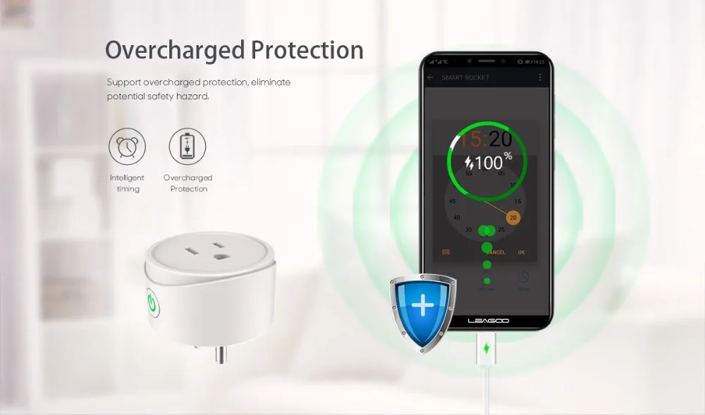 LEAGOO Wi-Fi Smart US Plug 2 пачки приложения Android и iOS адаптер включения и выключения питания 10A AC 120 в 1200 Вт смарт-Разъем дистанционного управления