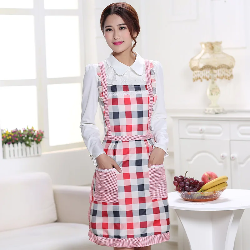 style1 Женский винтажный гофрированный кружевной двойной тканевый кухонный фартук в горошек, фартук для шеф-повара, платья для официанток, домашний сарафан в стиле ретро, Uniform25 - Цвет: style1