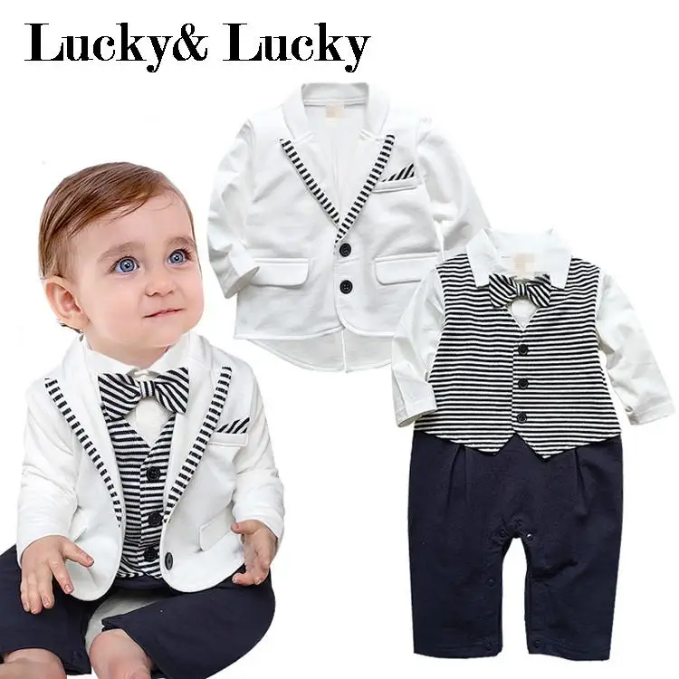 PureMilk newborn clothing set bebes baby boy clothes rompers+ coat with tie |