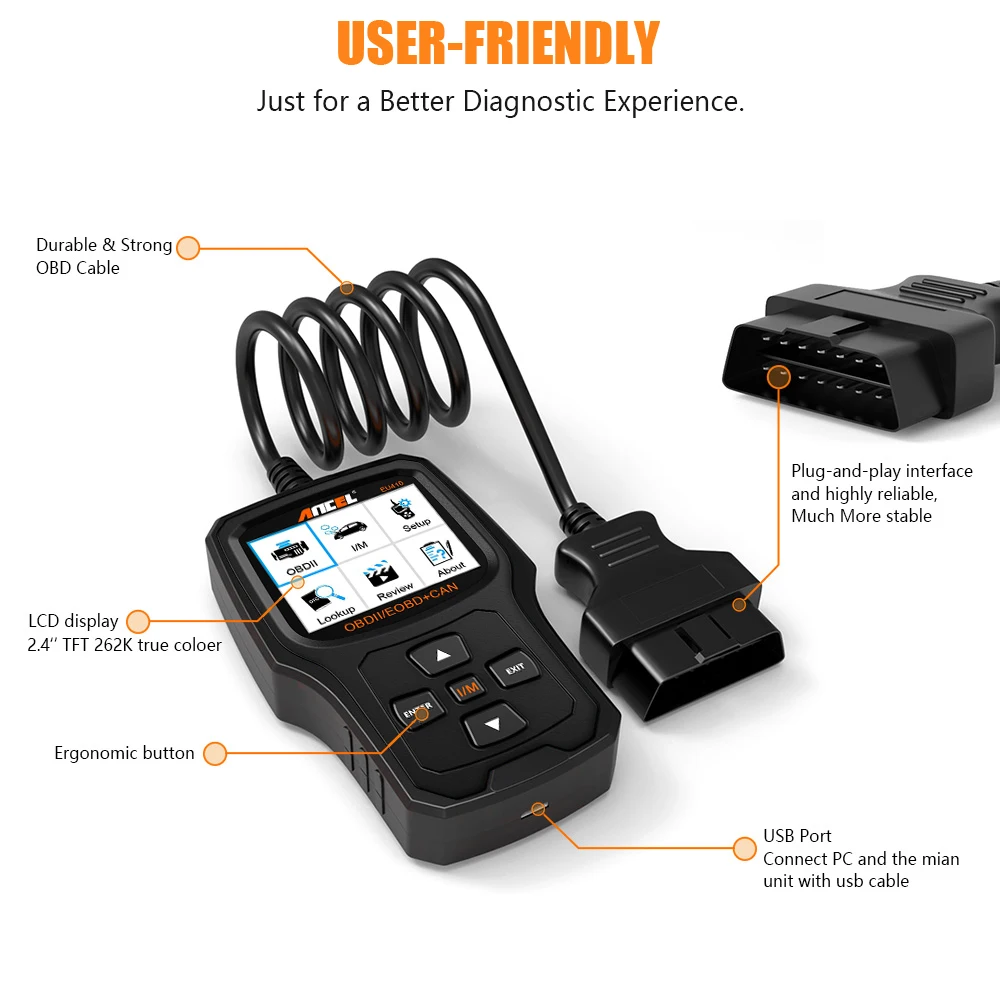 Сканер ANCEL EU410 OBD2 для диагностики автомобиля сканер Renault Peugeot Citroen Opel VW считыватель