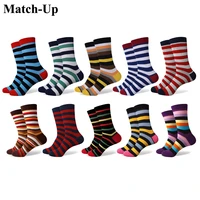 match up fun dress socks colorful funky socks for men cotton fashion patterned socks stripe style 10 pairslot