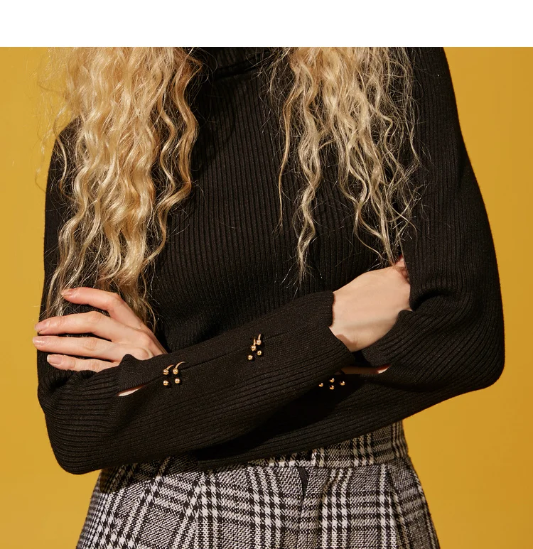 ELFSACK New Woman Sweater Solid Hand Knitted Casual Women Sweaters Turtleneck Full Short Purple Femme Pullovers Female Tops