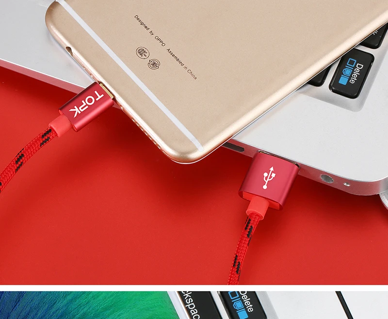 TOPK 5 шт микро USB кабель ультра прочный и кабель для передачи данных нейлоновая оплетка USB ЗУ для мобильного телефона кабель для samsung htc huawei
