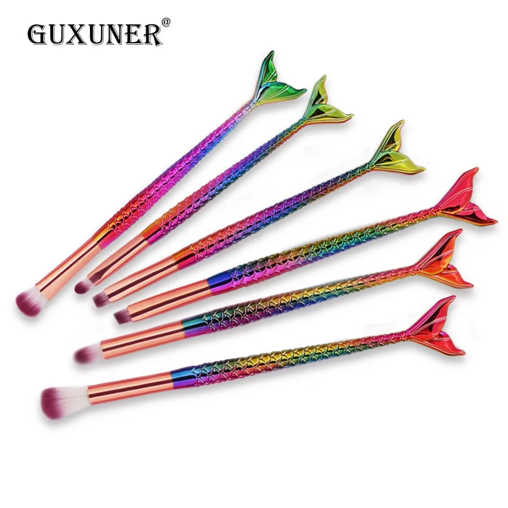 GUXUNER 6 шт./компл. Русалка косметический набор кистей для макияжа Тени век Карандаш