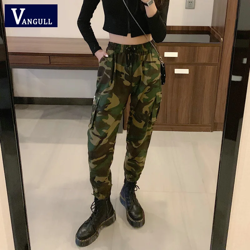 Женские брюки карго Vangull камуфляжные повседневные с эластичной резинкой на талии