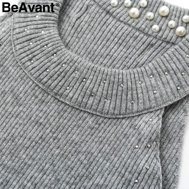 BeAvant элегантное вязаное платье с открытыми плечами женское осеннее свитер