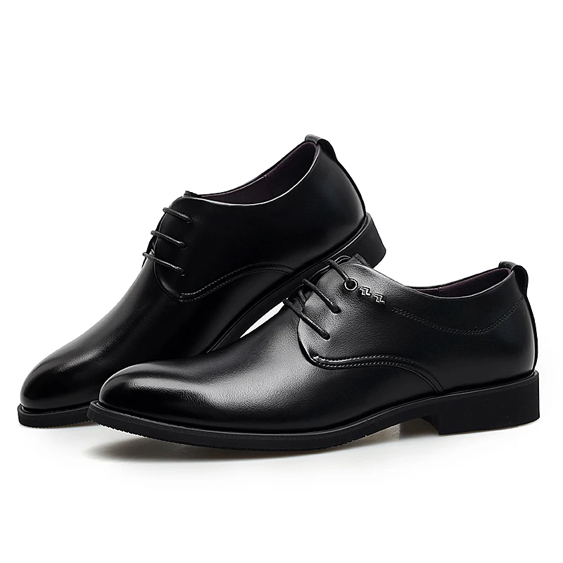 

2019 spring Men's dress shoes leather classic black lace up business elegant office shoe man wedding party formal shoes for men