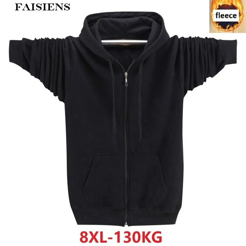 Флисовые мужские толстовки с капюшоном теплые большие размеры 6XL 7XL 8XL на молнии