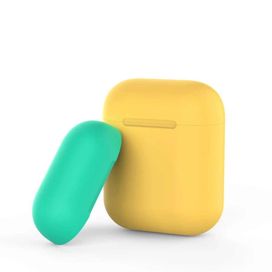 Силиконовый чехол для наушников для AirPods 2, беспроводная коробка для зарядки наушников, защитный футляр, чехол для телефона, аксессуары для AirPods - Цвет: Yellow add green
