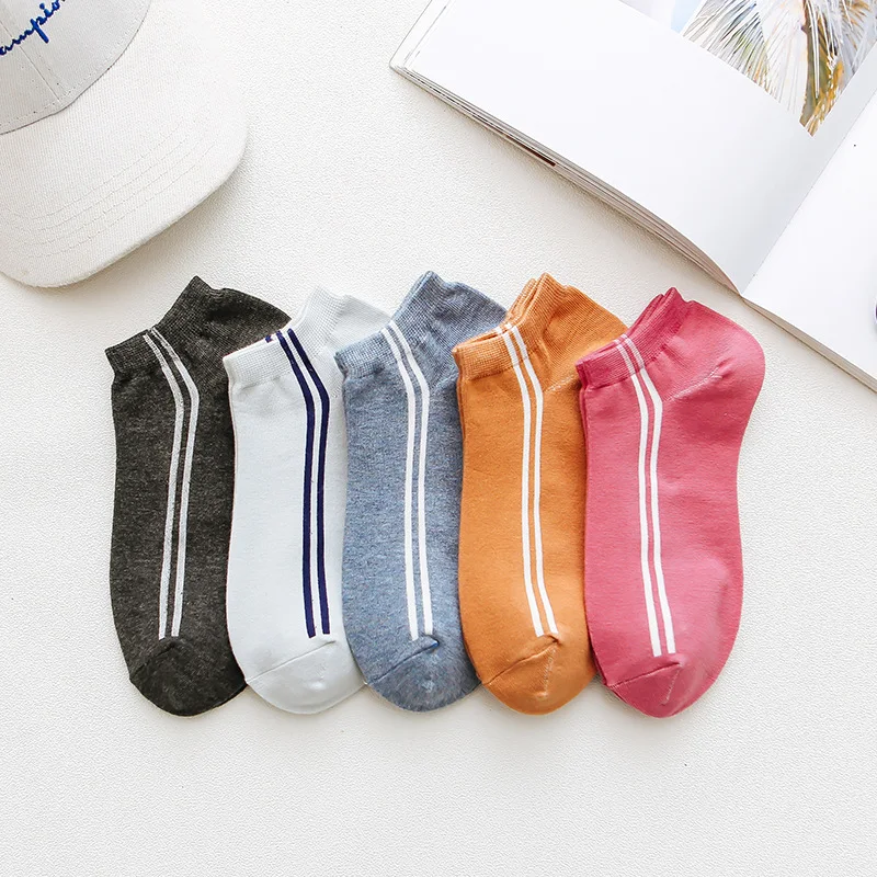 

5 Pairs Of Women's Cotton Sock Ankle Fun Cute Casual Boat Sock Low Waist Polka Dot Art Socks For Women