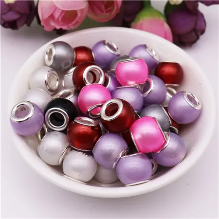 12mm Small beads mix 10 шт 16 мм большой круглой формы жемчужные Стеклянные европейские бусины для самостоятельного изготовления ювелирных изделий цепочка Ожерелье Большое отверстие бисера fit Pandora браслет - Цвет: 12mm Small beads mix