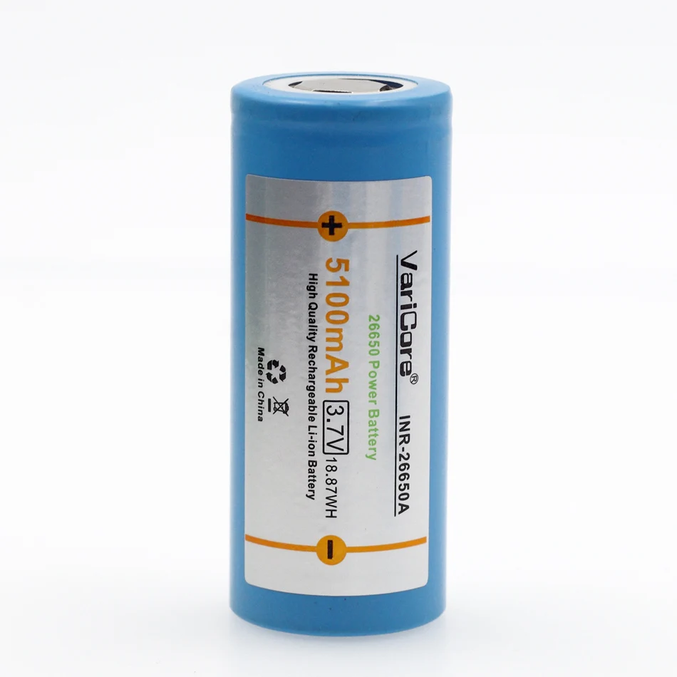 

4PCS/LOT VariCore 26650 lithium battery 3.7V 5100mAh rechargeable battery 26650-50A suitable for Electric tools, lighting, toys