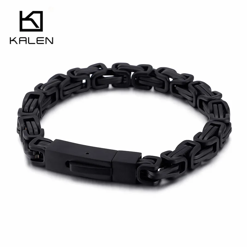 Мужские матовые византийские браслеты цепочки KALEN в стиле панк 21 см нержавеющая