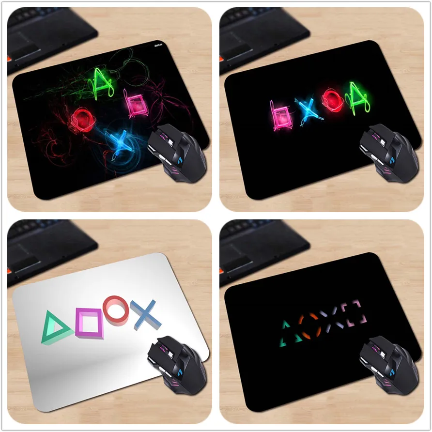 Игровые кнопки Playstation цветной черный коврик для мышки на заказ прямоугольный