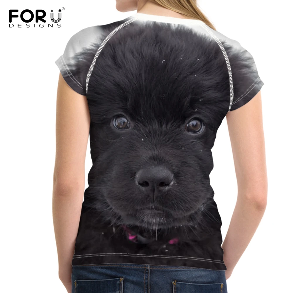 

FORUDESIGNS Casual Summer T Shirts Women Cute 3D Newfoundland Dog Print Female T-shirts Brand Designer Fitness Short Sleeve Tees