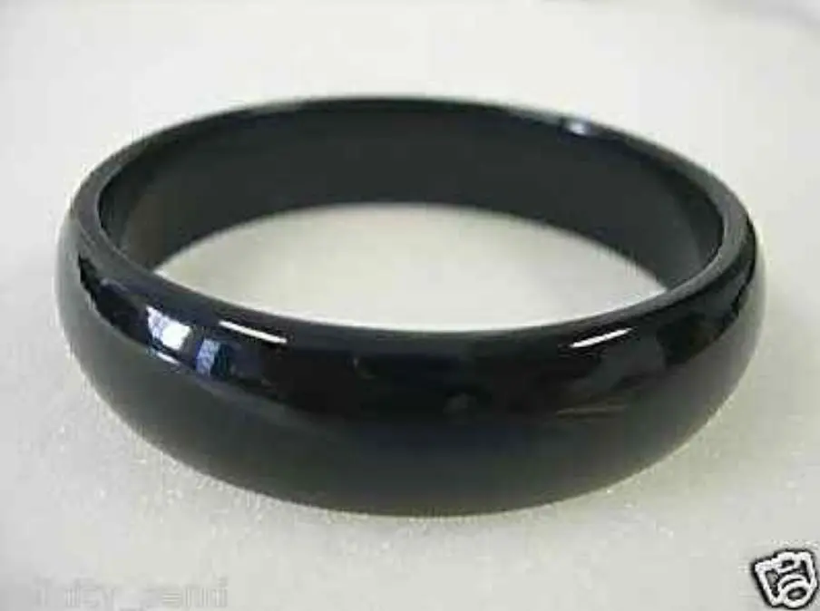 

FREE SHIPPING>>>@@ Stunning chinese real black stone bangle bracelet 7.5"