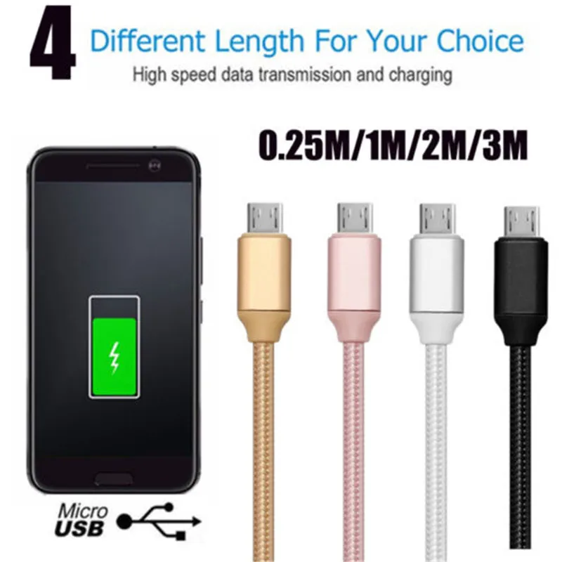 NOTOW 1 м/2 м/3 м Плетеный тканевый 2A Micro USB кабель для синхронизации зарядного устройства для samsung Galaxy S6/S6 Edge/S7/S7 Edge/Note 2 4 5