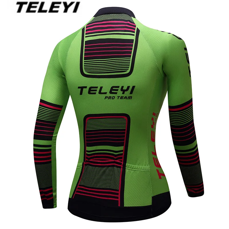 

2017 TELEYI Pink Bike Long jersey Women Cycling clothing Spring Autumn Female MTB Ropa Ciclismo Maillot Long Sleeve Shirts