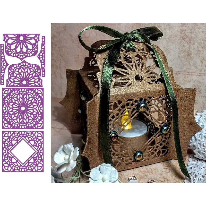 06 Lace Square Panel Мерные шестигранные подарочные коробки и цветочные панели металлические режущие штампы для скрапбукинга и бумага для изготовления открыток ремесленные штампы Новинка - Цвет: 06 Lace Square Panel