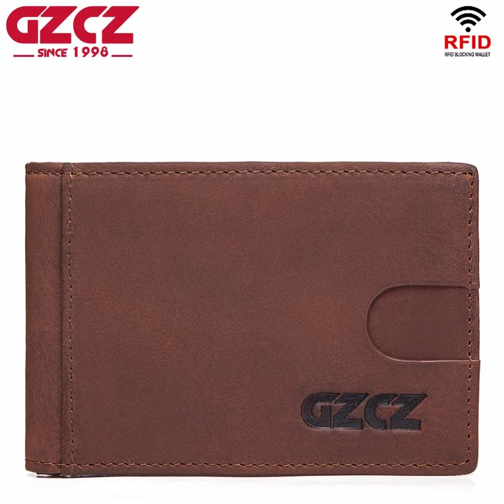 GZCZ мужской кошелек тонкий передний Карманный rfid держатель для карт