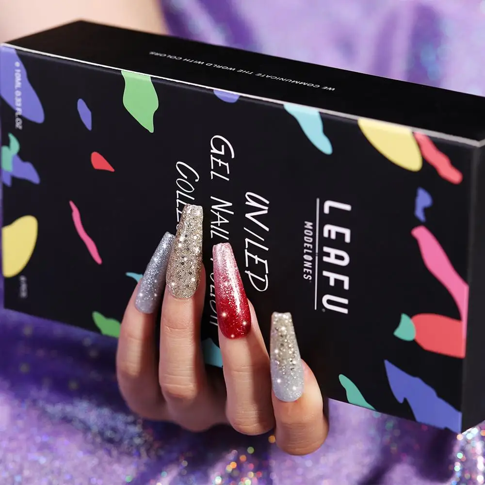 Modelones 6 шт./лот УФ лак для ногтей с блестками Блестки нейл Арта (искусство