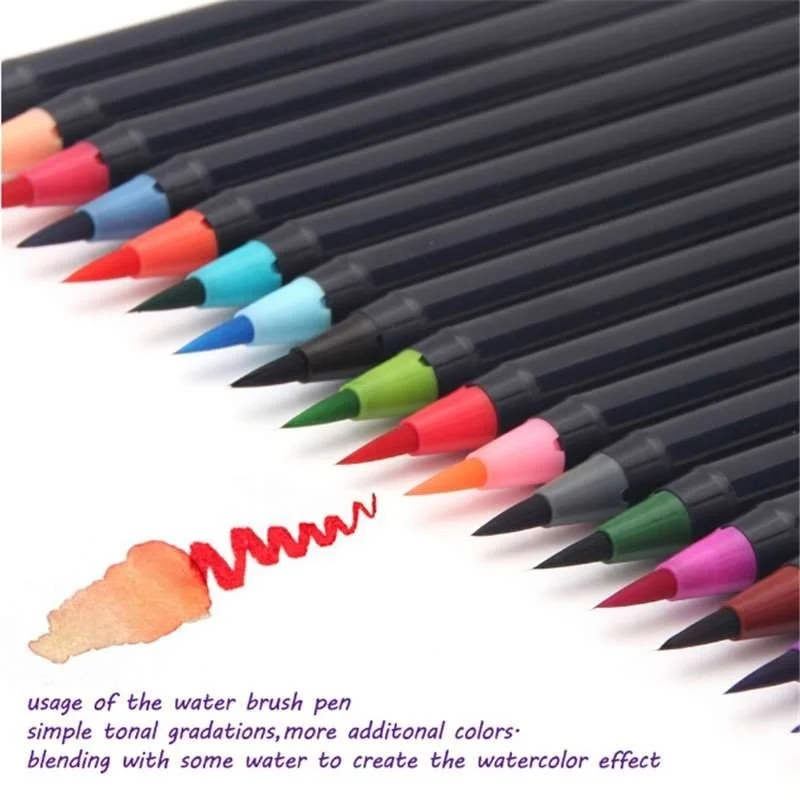 24 PCS Colors Soft Brush Pen Drawing Painting Watercolor Art Marker Pens for Coloring Books Manga|Кисти для рисования| |