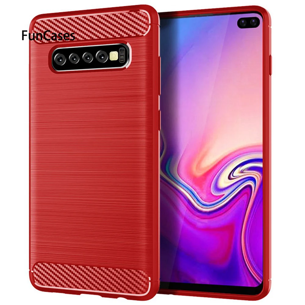 Red Чехол для samsung Galaxy S10 Plus роскошный углеродный волокна крышка для Galaxy S10E S10 E Lite S8 S9 плюс Примечание 8 9 J4 J6 EU - Цвет: Red