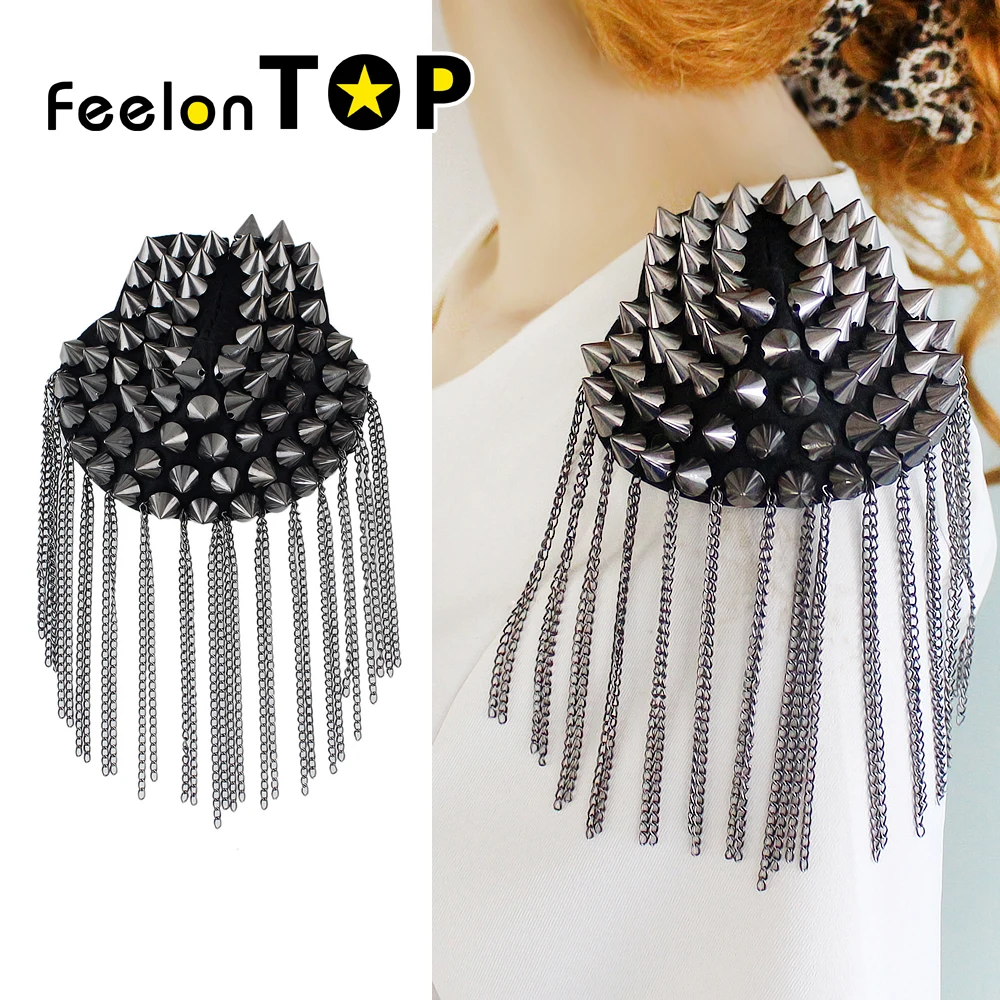 1 шт. Лидер продаж в стиле панк прохладный элемент Спайк цепи Ленточки брошь плеча