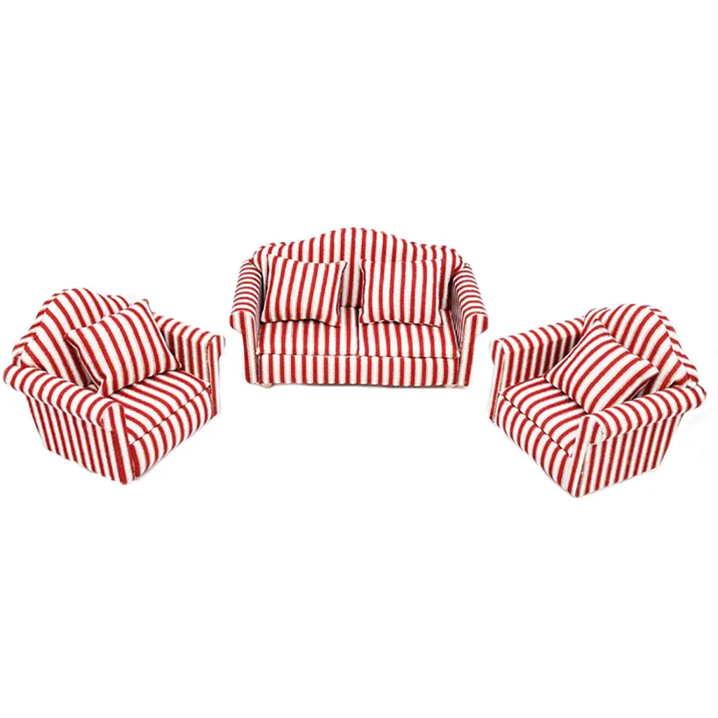 1/12 Имитация деревянной мебели для кукольного домика миниатюрный набор диванов