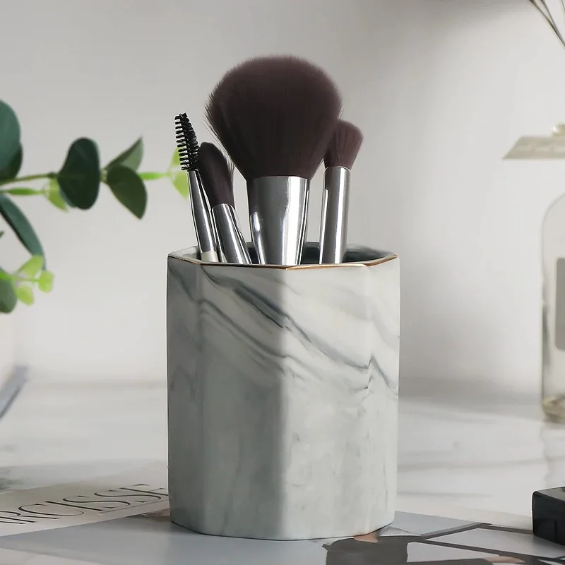Octagon - Grey Керамическая кисточка для макияжа, баночки для хранения косметики, органайзер, ручка, держатель для кисти для макияжа, лоток для хранения - Цвет: Octagon - Grey