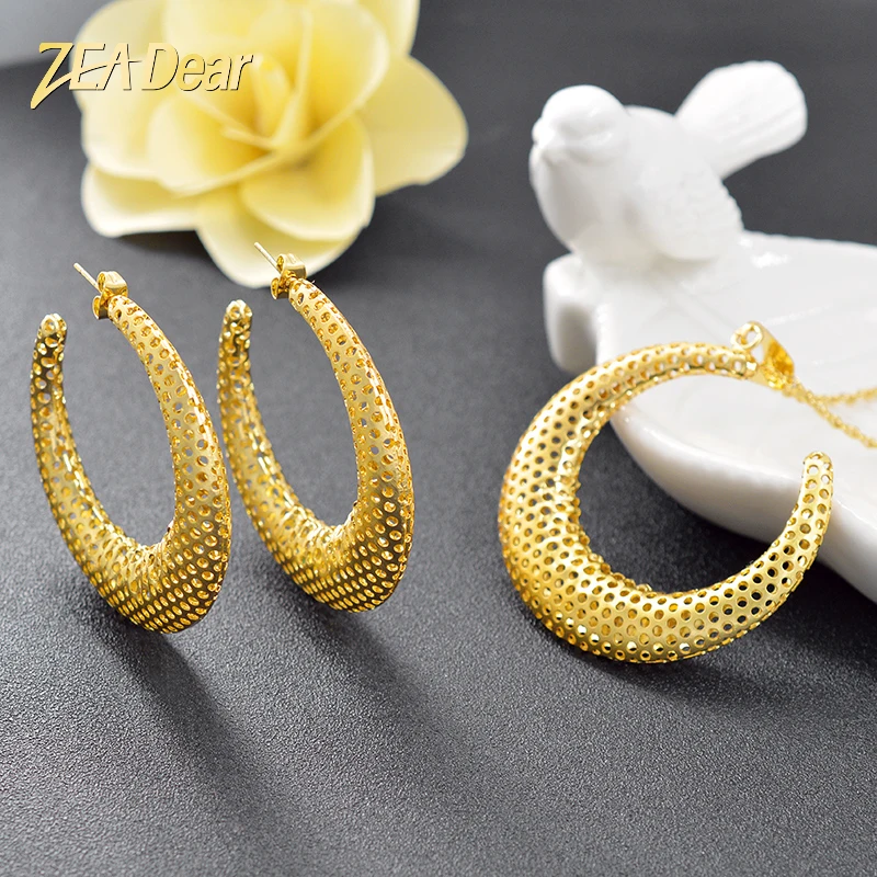 

ZEA Dear Jewelry Classic Big Round Jewelry Set For Women Necklace Earrings Pendant Dubai Fashion Jewelry Findings For Wedding