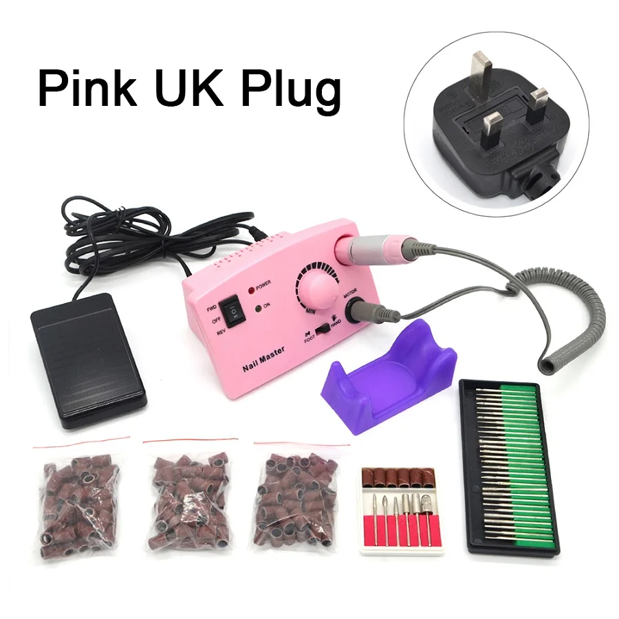 Pink UK plug 30 150 30000 об/мин дрель для ногтей электрическая машинка маникюрные аксессуары для резки комплекты для педикюра маникюрные пилочки Инструменты для ногтей розовый 204 - Цвет: Pink UK plug 30 150