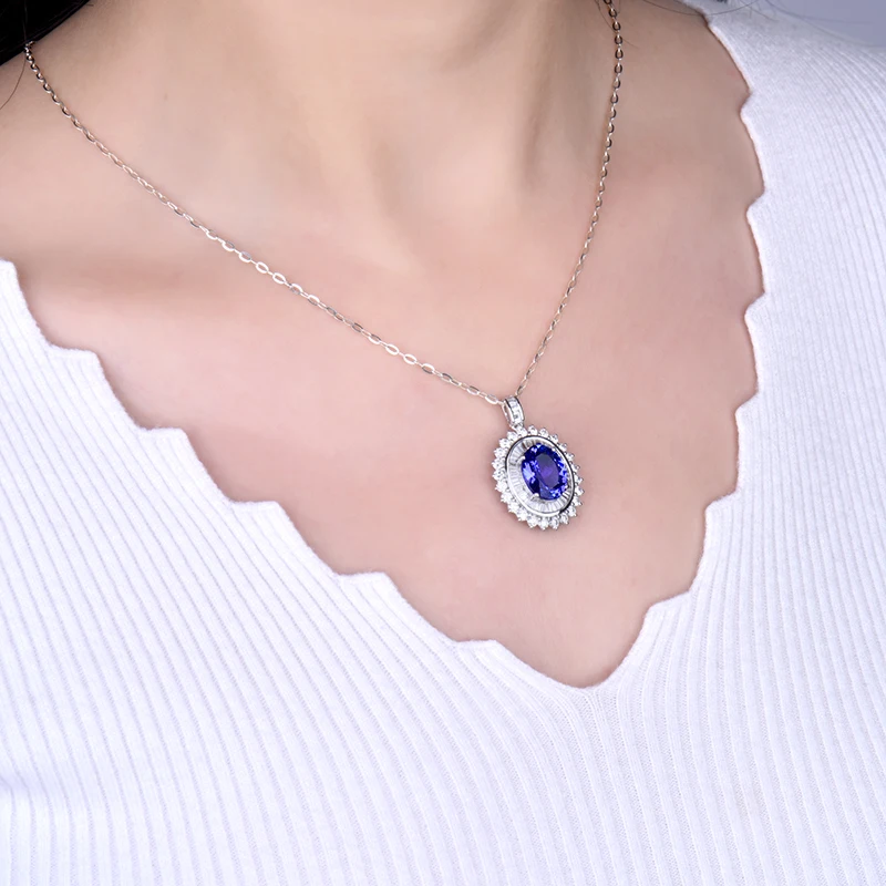 Ожерелье LOVERJEWELRY для женщин Свадебный кулон из натурального танзанита овальной
