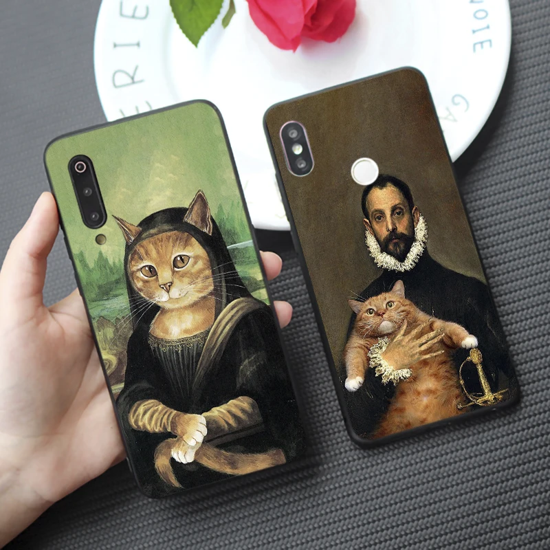 Забавный Мягкий силиконовый чехол для телефона Mona Lisa Pat Cat Art Для xiaomi mi 9 pro 9t se 8