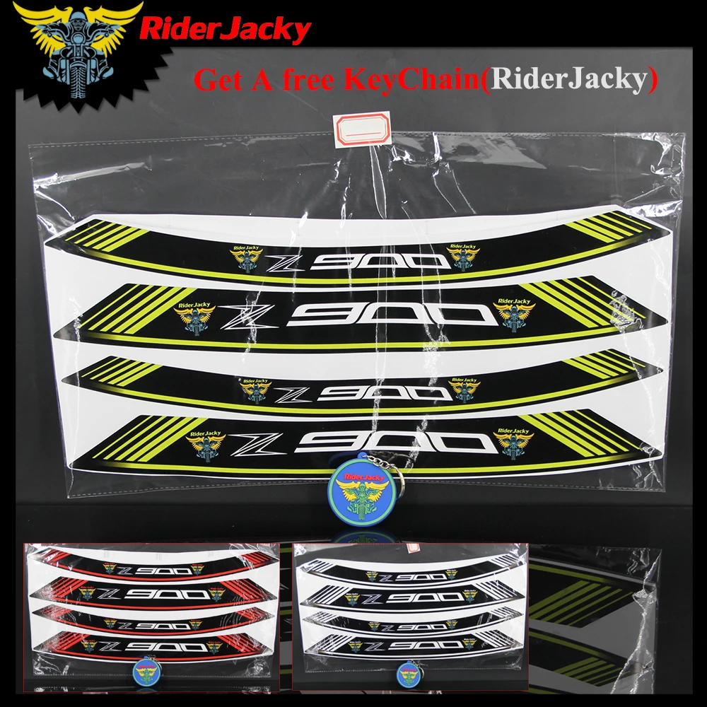 RiderJacky Мотоцикл обода полосы логотип наклейки колеса для Kawasaki Z900 Z 900 2017 2018 17