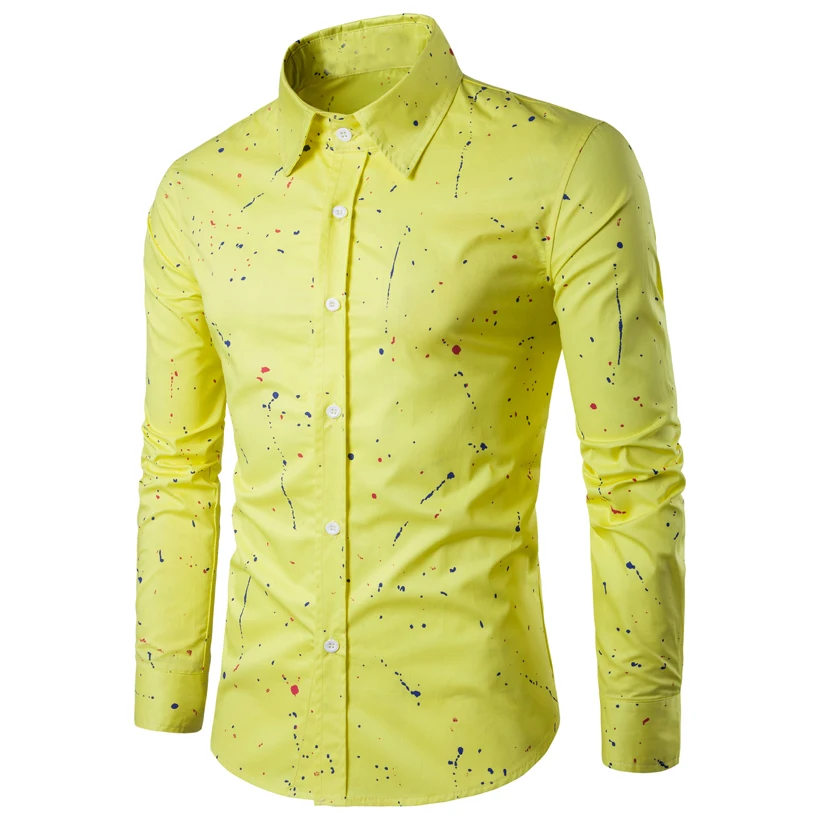 Новинка 2017 осенние мужские рубашки повседневные облегающие дизайнерские с