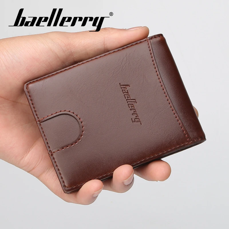 

Короткий кошелек Baellerry для мужчин, бумажник с кармашком для монет, удобная мужская сумка-кошелек с зажимом, однотонный мужской держатель