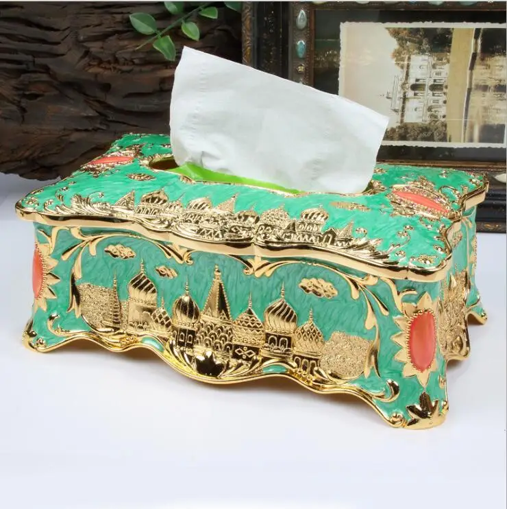 luxurious large size metal tissue storage box tissue holder kitchen for tissue paper napkins holder gold tissue box ZJH068