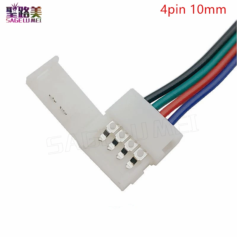 5050 шт. 4pin 10 мм ширина разъем для SMD 100 RGB цвет светодиодные ленты провода 15 см