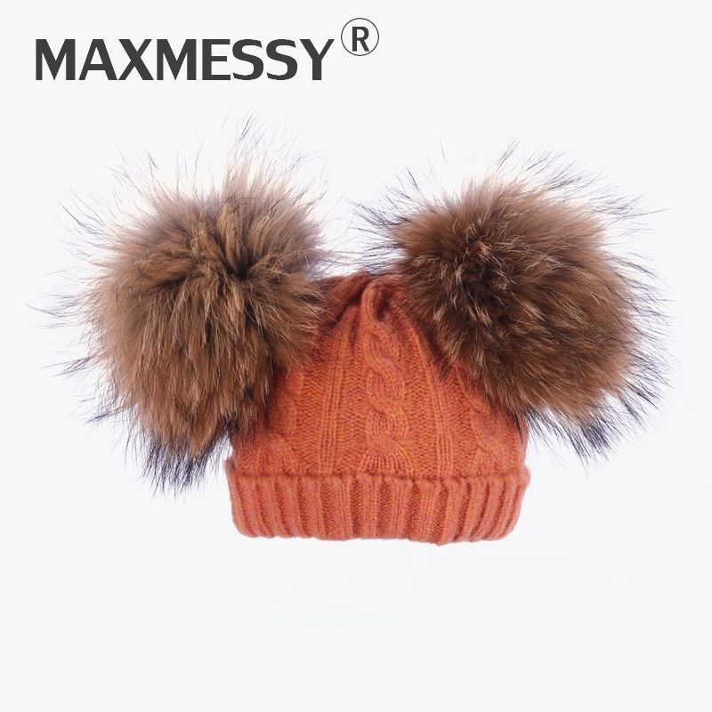MAXMESSY/Милая зимняя детская теплая шерстяная вязаная шапочка для маленьких