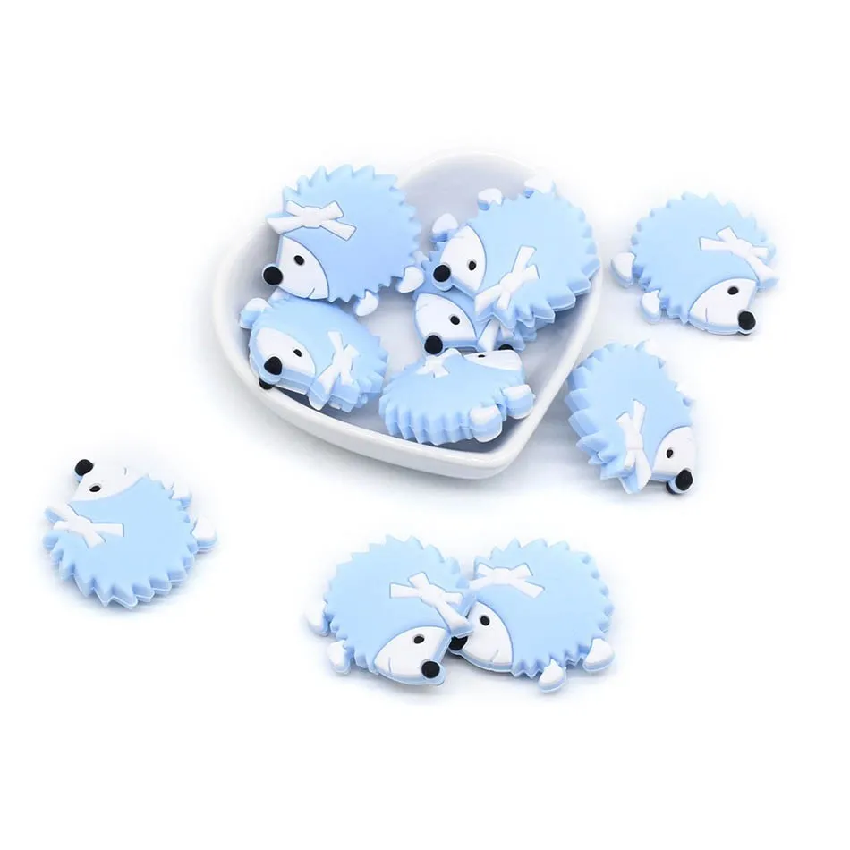 Sky Blue 10pc 10 шт. без БФА, силиконовый бисер, Товары для малышей, игрушки для прорезывания зубов, собака, Койот, пингвин, лебедь, ежик, корона, Силиконовый грызунок, детский Прорезыватель - Цвет: Sky Blue 10pc